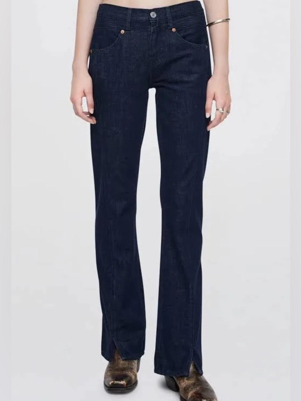 Re/Done Jeans Nwt Re/Done Mid Rise Kick Flare In Cross Hatch Rinse Sz 27 NEW